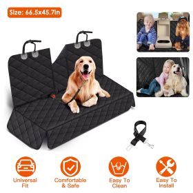 Dog Car Seat Cover Waterproof Scratchproof Pet Car Rear Protector Mat Pet Back Seat Cover with Dog Seat Belt for Car Truck SUV (Color: Black)